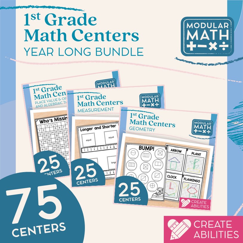1st Grade Math Centers Year Long Bundle Cover