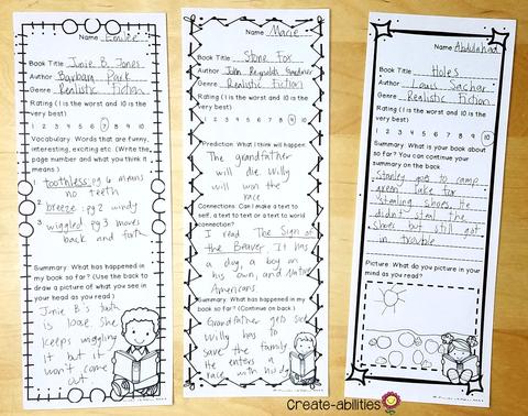 guided reading bookmarks