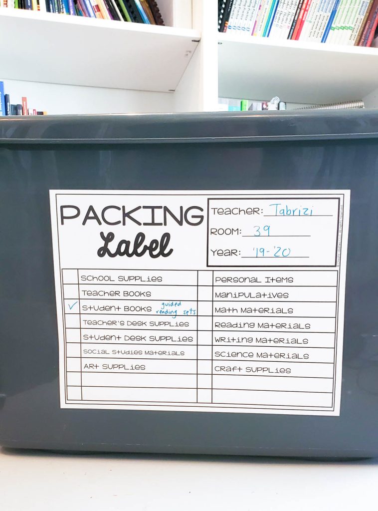 Use Packing Labels for Packing Up Your Classroom