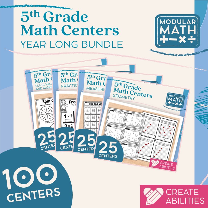 5th Grade Math Centers Year Long Bundle Cover