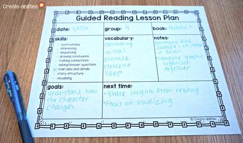 guided reading planning sheets