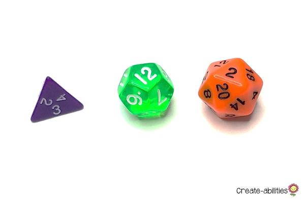Dice for differentiated math centers