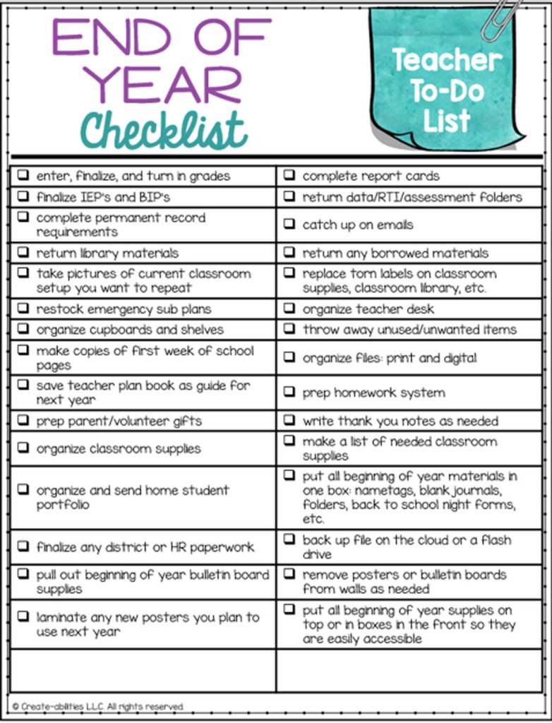 End of Year Checklist for Packing Up Your Classroom