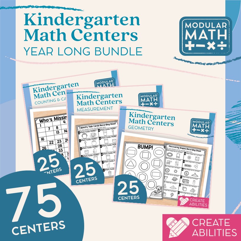 Kindergarten Math Centers Year Long Bundle Cover